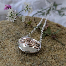 Load image into Gallery viewer, Basin Stone Knowth Brú na Bóinne Silver Pendant on 18" sterling silver chain