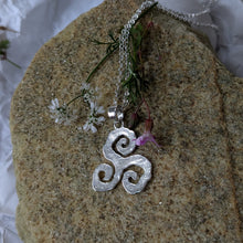 Load image into Gallery viewer, Textured Sterling Silver Triskele Spiral Pendant