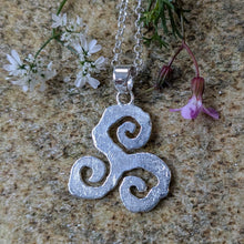 Load image into Gallery viewer, Textured Sterling Silver Triskele Spiral Pendant