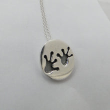 Load image into Gallery viewer, Frog Pendant, Sterling Silver Froggy Necklace, Animal Lover Gift, Witchy Jewellery, Wicca Pendant, Oxidised Silver Frog Footprint, Cute Pendant, Unique Design, Pet Jewelry