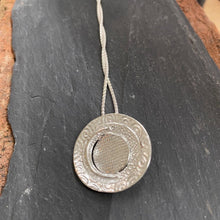 Load image into Gallery viewer, Grianán of Aileach Pendant, Textured Sterling Silver Pendant, Sun Necklace, Celtic Goddess Pendant, Sun Necklace, Ring Fort Pendant, Historical Jewellery