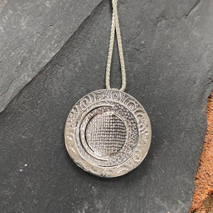 Grianán of Aileach Pendant, Textured Sterling Silver Pendant, Sun Necklace, Celtic Goddess Pendant, Sun Necklace, Ring Fort Pendant, Historical Jewellery