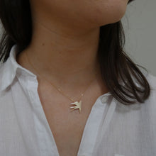 Load image into Gallery viewer, 10 Carat Gold Swallow Ór Pendant, Solid Gold Bird Pendant, Gift for Bird Watcher, Nature Jewellery, Summer Jewelry, Celtic Amulet, Druid Jewelry