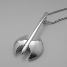 Load image into Gallery viewer, Scathach Pendant, Chunky Sterling Silver Pendant, Ceremonial Axe Pendant, Weapon Necklace, Battle Axe Jewellery, Scottish Warrior Woman Necklace, Dún Scáith