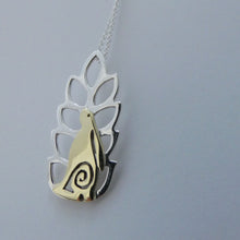 Load image into Gallery viewer, Wild Irish Hare in the Corn Pendant, Sterling Silver and Brass, Good Luck Jewellery, Nature Lover Pendant, Cute Rabbit Jewellery Gift