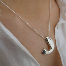 Load image into Gallery viewer, Salmon of Knowledge Pendant, Chunky Sterling Silver Pendant, Fishing Gift, Animal Lover Pendant, Fish Necklace, Nautical Necklace, Knowledge Pendant, Water Jewellery