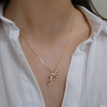 Load image into Gallery viewer, 10 Carat Gold Bee Pendant, Solid Gold Bee, Nature Lover Jewellery, Queen Bee, Cottagecore Pendant, Beekeeper Gift, Summer Jewelry