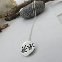 Load image into Gallery viewer, Frog Pendant, Sterling Silver Froggy Necklace, Animal Lover Gift, Witchy Jewellery, Wicca Pendant, Oxidised Silver Frog Footprint, Cute Pendant, Unique Design, Pet Jewelry