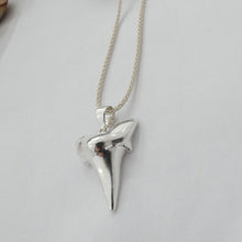 Load image into Gallery viewer, Shark Tooth Pendant, Sterling Silver Shark Tooth Pendant, Animal Lover Jewellery, Shark Lover Gift, For Him, For Her, Unisex Jewellery, Shark Necklace, Surfer Gift, Beach Jewelry, Marine Pendant