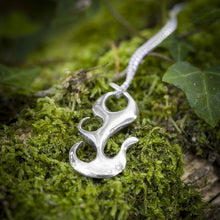 Load image into Gallery viewer, Bealtaine Pendant, Sterling Silver Flames Pendant, Fire Necklace, Festival of Fire, Celtic Goddess Pendant, Wiccan Jewelry