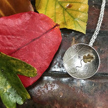 Load image into Gallery viewer, Oak Tree Pendant, Sterling Silver Tree Pendant, Leaf Textured Silver Necklace, Brass Leaf Details, Nature Pendant, Pagan Jewellery, Leaf Pendant