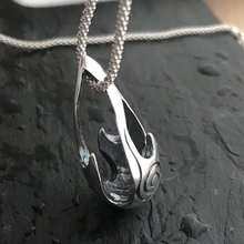 Load image into Gallery viewer, Oxidised Bealtaine Flame Pendant on slate