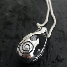 Load image into Gallery viewer, Bealtaine Pendant, Oxidised Sterling Silver Festival Fire Pendant, Flames Pendant, Fire Goddess Necklace, Engraved Jewellery, Druid