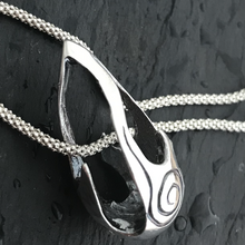 Load image into Gallery viewer, Sterling silver flame pendant with popcorn chain