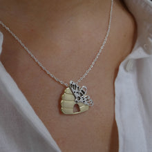 Load image into Gallery viewer, Beehive Pendant, Sterling Silver Bumble Bee Necklace, Beekeeper Gift, Save the Bees Jewelry, Spring Necklace, Nature Lover