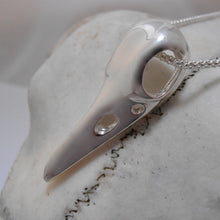 Load image into Gallery viewer, The Raven Pendant, Sterling Silver Raven Pendant, Animal Lover Necklace, Solid Silver Bird Skull Pendant, Gothic Jewellery, Irish Warrior Woman, War Goddess Pendant, Silver Crow Skull Talisman