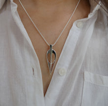 Load image into Gallery viewer, Fairy Dart Pendant, Sterling Silver Arrowshot Pendant, Ceremonial Weapon Jewellery, Silver Arrow Necklace, Decorative Axe, Elf Shot Pendant