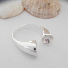 Load image into Gallery viewer, Cloak Fastener Ring, Sterling Silver Ring, Silver Torc Design, Moon Ring, Lunula Jewellery, Moon Ring, Celtic Tradition