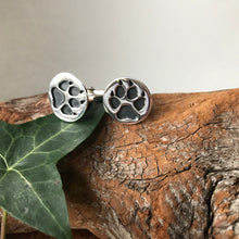 Load image into Gallery viewer, Cuchulain Wolf Hound Cufflinks, Sterling Silver Paw Cuff Links, Animal Lover Gift, Paw Print Jewellery, Irish Warrior Cufflinks