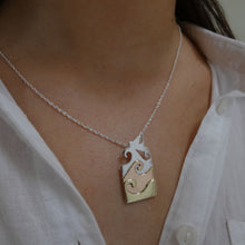 Load image into Gallery viewer, Wave Pendant, Sterling Silver Pendant with Brass and Copper, Ocean Pendant, Marine Pendant, Mixed Metal Pendant, Beach Pendant, Gift Idea, Ship Necklace, Boat Pendant, Irish Design