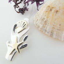 Load image into Gallery viewer, Beach Combing Pendant, Sterling Silver Beach Necklace, Summer Jewelry, Clam Necklace, Nature Lover Gift