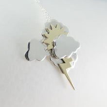 Load image into Gallery viewer, Irish Weather Pendant, Sterling Silver Storm Earrings, Sun Necklace, Cloud Pendant, Lightening Necklace, Thunder Jewellery, Irish Culture