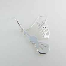 Load image into Gallery viewer, Sessions Earrings, Sterling Silver Music Earrings, Instruments Jewellery, Silver Harp Earrings, Silver Fiddle Earrings, Violin Earrings, Gift for Music Lover, Wild Atlantic Way Earrings
