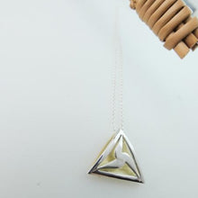 Load image into Gallery viewer, Imbolc Triangle Pendant, Sterling Silver Geometric Pendant, Mixed Metals Design, Elemental Pendant, Gaelic Festival, Spring Necklace, Blessing Jewelry