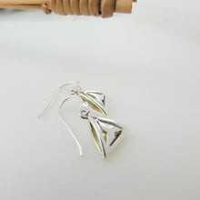 Load image into Gallery viewer, Imbolc Triangle Earrings, Sterling Silver Geometric Earrings, St Brigid's Cross, Celtic Pagan Festival, Spiritual Jewellery, Meaningful Gift