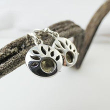 Load image into Gallery viewer, Lughnasa Round Earrings, Sterling Silver Earrings with Brass Detailing, Mixed Metal Earrings, Celtic God Lugh Earrings, Pagan Light Festival Jewellery, Fall Equinox Jewelry