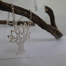 Load image into Gallery viewer, Tree of Knowledge Pendant, Sterling Silver Tree Pendant, Textured Silver Necklace, Nature Pendant, Leaf Necklace, Quirky Jewellery, Wisdom Amulet, Pagan Necklace