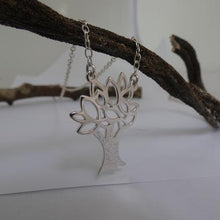 Load image into Gallery viewer, Tree of Knowledge Pendant, Sterling Silver Tree Pendant, Textured Silver Necklace, Nature Pendant, Leaf Necklace, Quirky Jewellery, Wisdom Amulet, Pagan Necklace