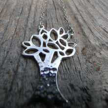 Load image into Gallery viewer, Tree of Knowledge Pendant, Sterling Silver Tree Pendant, Textured Silver Necklace, Nature Pendant, Leaf Necklace, Quirky Jewellery, Wisdom Amulet, Pagan Necklace