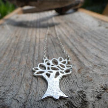 Load image into Gallery viewer, Tree of Knowledge Pendant, Sterling Silver Tree Pendant, Textured Silver Necklace, Nature Pendant, Leaf Necklace, Quirky Jewellery, Wisdom Amulet, Pagan Necklace