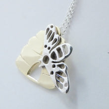Load image into Gallery viewer, Beehive Pendant, Sterling Silver Bumble Bee Necklace, Beekeeper Gift, Save the Bees Jewelry, Spring Necklace, Nature Lover
