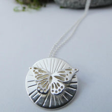 Load image into Gallery viewer, Butterfly Pendant, Sterling Silver Butterfly Jewellery, Cottagecore Necklace, Dainty, Silver Nature Pendant, Transformation Jewellery