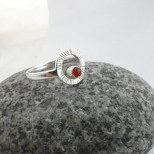 Load image into Gallery viewer, Lughnasa Carnelian Ring, Sterling Silver with Carnelian Stone, Irish Harvest Festival Ring, Gem Stone Ring, Sun Ring, Sun Equinox Ring, Light Jewellery, Celtic Irish Jewelry