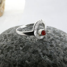 Load image into Gallery viewer, Lughnasa Carnelian Ring, Sterling Silver with Carnelian Stone, Irish Harvest Festival Ring, Gem Stone Ring, Sun Ring, Sun Equinox Ring, Light Jewellery, Celtic Irish Jewelry