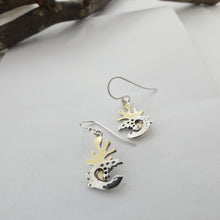 Load image into Gallery viewer, Selkie Seal Earrings, Sterling Silver Earrings with Brass Seaweed Details, Animal Lover Earrings, Silver Seal Earrings, Selkie Mythology, Marine Earrings, Love Jewellery