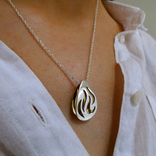 Load image into Gallery viewer, Bealtaine Festival of Fire Pendant, Sterling Silver, Flames Necklace Mixed Metals Jewellery, Neo Pagan Jewelry, Nature Lover
