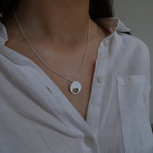 Load image into Gallery viewer, Spiral Triskellion Pendant, Sterling Silver Pendant with Brass Spiral Details, Celtic Knotwork Pendant, Trinity Knot Necklace, Irish Runestone Jewelry, Pagan Pendant