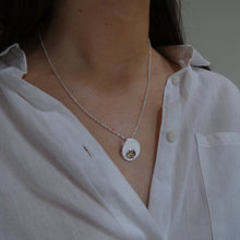 Load image into Gallery viewer, Spiral Triskellion Pendant, Sterling Silver Pendant with Brass Spiral Details, Celtic Knotwork Pendant, Trinity Knot Necklace, Irish Runestone Jewelry, Pagan Pendant