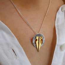Load image into Gallery viewer, Imbolc Pendant, Sterling Silver Abstract Ram Skull Pendant, St Brigid, Pagan Festival, Spring Necklace, Sheep Necklace, Nature Pendant, Animal Lover Pendant