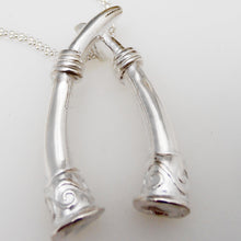 Load image into Gallery viewer, Mebh, Queen of Connaught Pendant, Sterling Silver Crown Pendant, Bull Horns Pendant, Animal Necklace, Horn Crown, Warrior Woman Pendant, Irish Queen Pendant