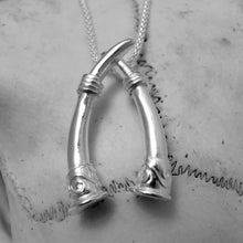 Load image into Gallery viewer, Mebh, Queen of Connaught Pendant, Sterling Silver Crown Pendant, Bull Horns Pendant, Animal Necklace, Horn Crown, Warrior Woman Pendant, Irish Queen Pendant