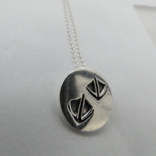 Load image into Gallery viewer, Duck Pendant, Oxidised Sterling Silver Pendant, Silver Duck Print Necklace, Bird Jewellery, Quirky Jewellery, Good Luck Talisman, Irish Culture, Waddling Duck