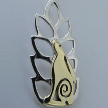Load image into Gallery viewer, Wild Irish Hare in the Corn Pendant, Sterling Silver and Brass, Good Luck Jewellery, Nature Lover Pendant, Cute Rabbit Jewellery Gift