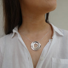 Load image into Gallery viewer, Moon Phase Pendant, Sterling Silver Moon Pendant, Textured Silver Pendant, Nature Necklace, Cycle of Life Pendant, Artemis, Moon Deity, Meaningful Gift