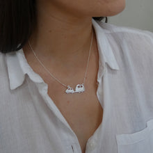 Load image into Gallery viewer, beautiful girl wearing silver travel necklace