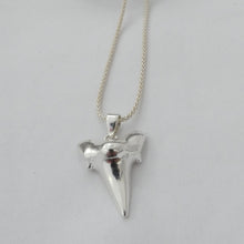 Load image into Gallery viewer, Shark Tooth Pendant, Sterling Silver Shark Tooth Pendant, Animal Lover Jewellery, Shark Lover Gift, For Him, For Her, Unisex Jewellery, Shark Necklace, Surfer Gift, Beach Jewelry, Marine Pendant